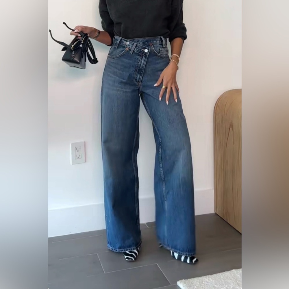 Zara Denim Flare Wide-Leg Jeans